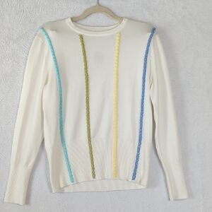 YAL New York Women's Colorful‎ Braided Knit Sweater Size S